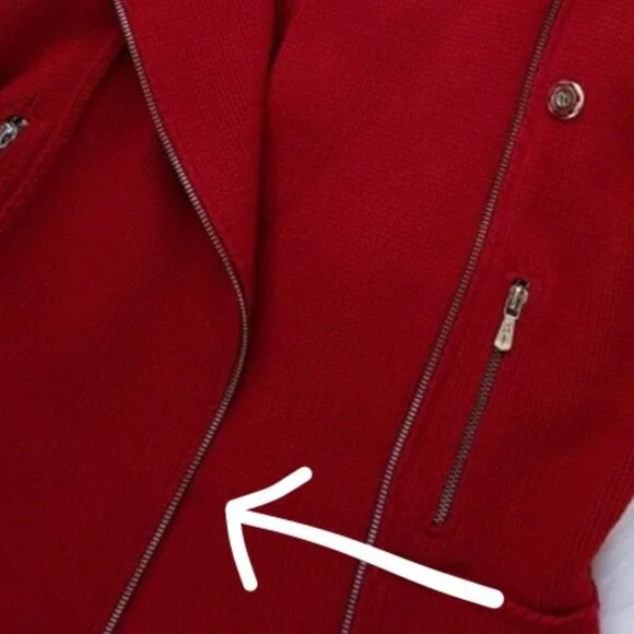 Anthropologie One Girl Who Red Wool Knit Sweater Moto Jacket | Size S - Picture 13 of 15